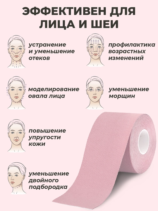 Кинезио тейп для лица и тела, с мягким клеем, тейп против морщин и отеков, спортивный