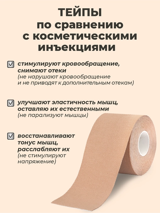 Кинезио тейп для лица и тела, с мягким клеем, тейп против морщин и отеков, спортивный