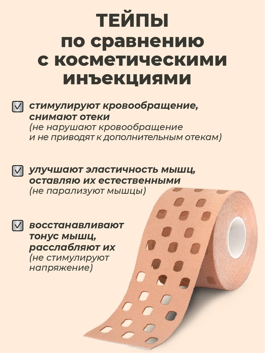 Кинезиотейп для лица и тела, косметологический, против морщин