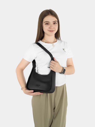 Сумка женская, через плечо, для работы и учебы, кожаная, кросс-боди — MOMBAG-LUNA-ЧЕРН