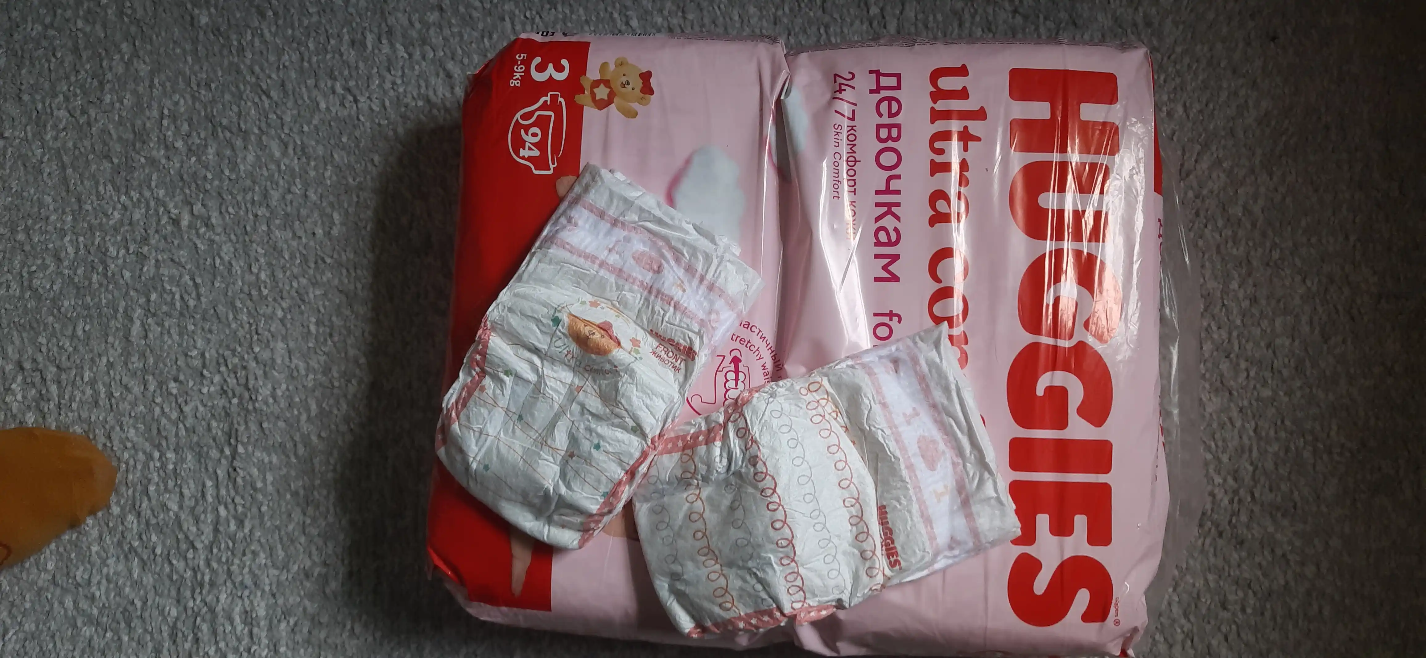 Подгузники Huggies Ultra Comfort для девочек 5-9кг, 3 размер, 94 шт