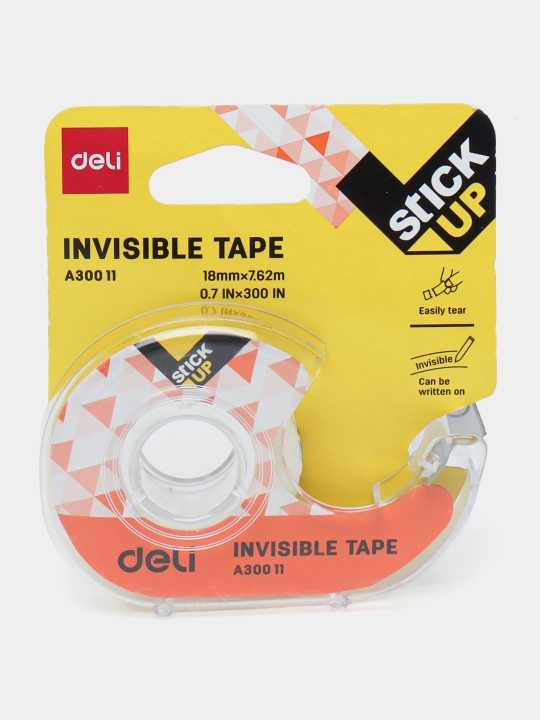 Yopishqoq lenta, 18 * 7.62 m, dispen bilan Invisible 30011 Deli - 