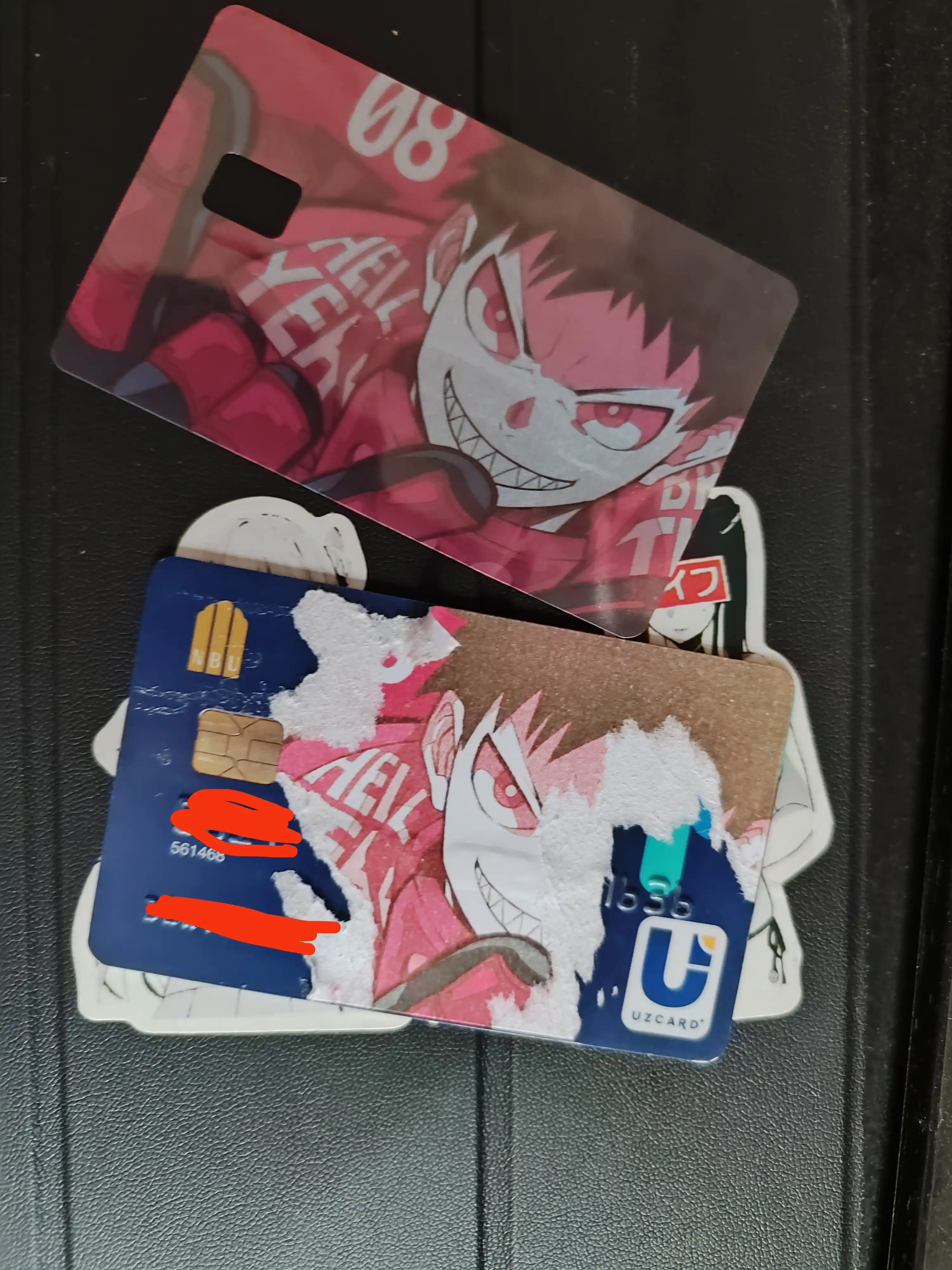 Bank kartasi va chipta stikerlari, anime