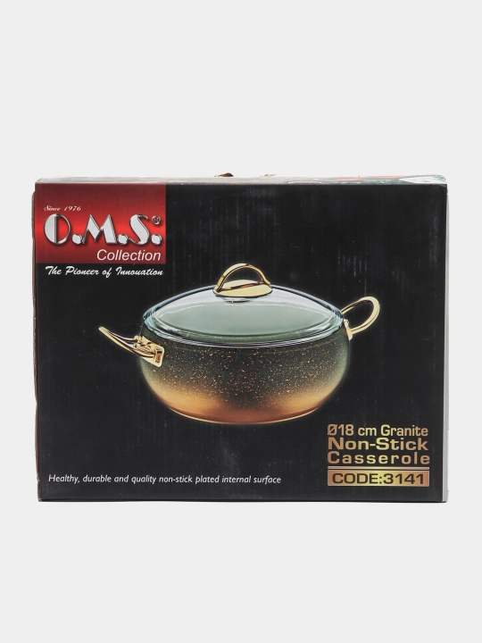Кастрюля O.M.S Granit антипригарная, с крышкой 3141