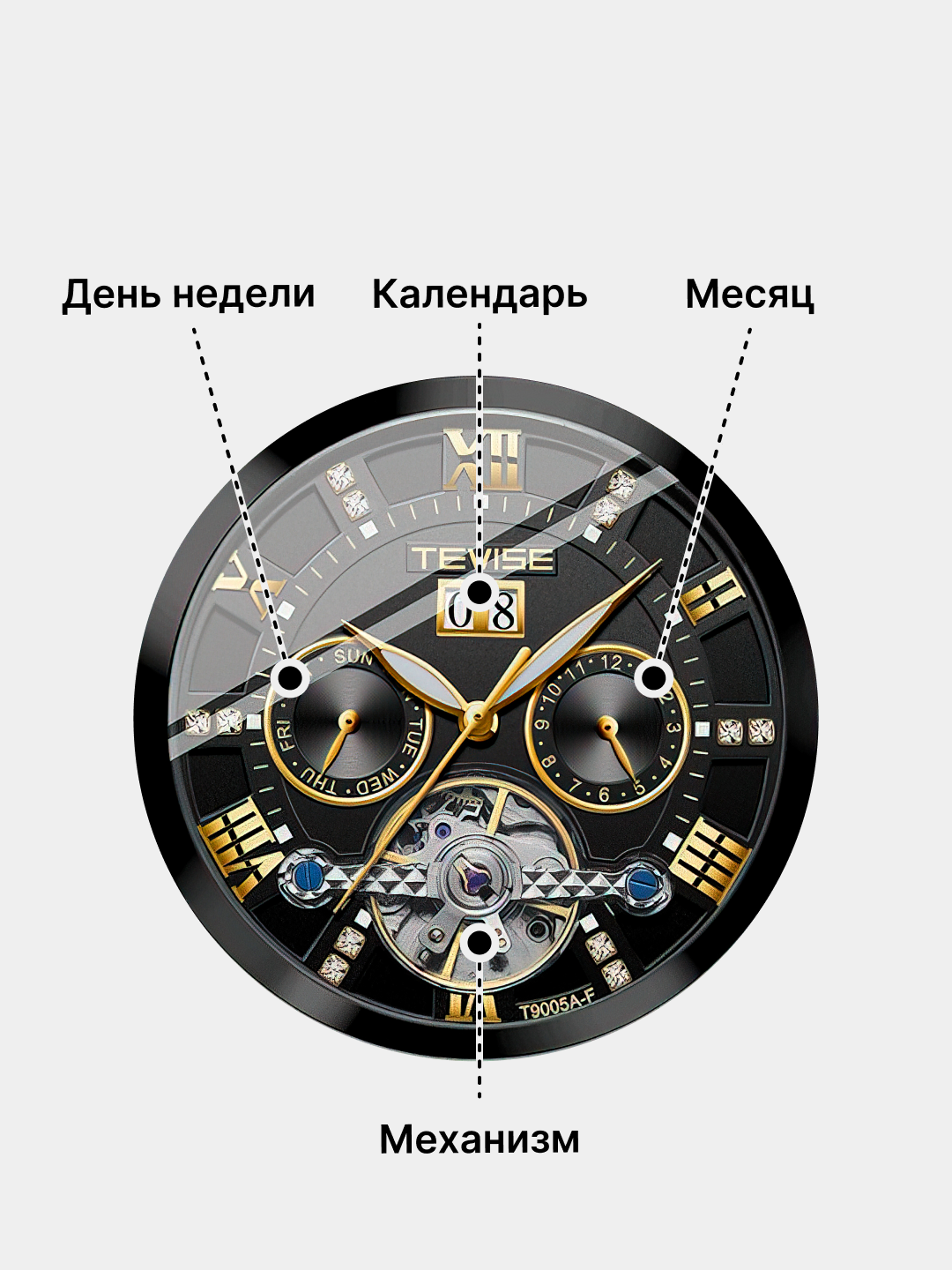 Часы мужские TEVISE, наручные, механические, классические