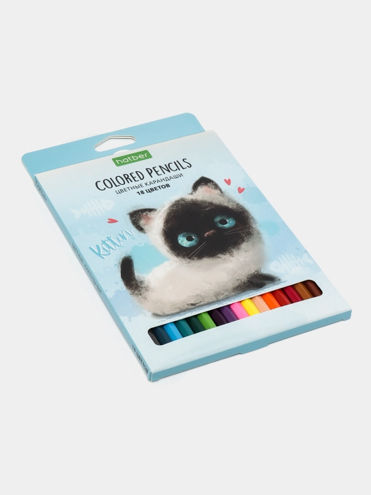 Карандаши цветные "ECO", 18 цветов, Кошарики, CS 074001 q0000018297 - 
