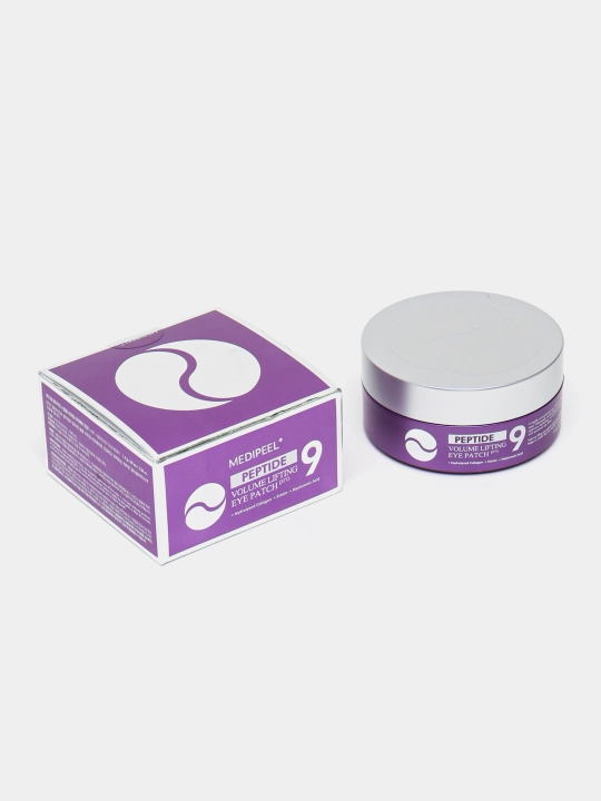 Ko'z uchun patchlar, MEDIPEEL+, Hyaluron Peptide 9, Aqua, Cica, Rose, Volume lifting, Dark benone, 60 dona