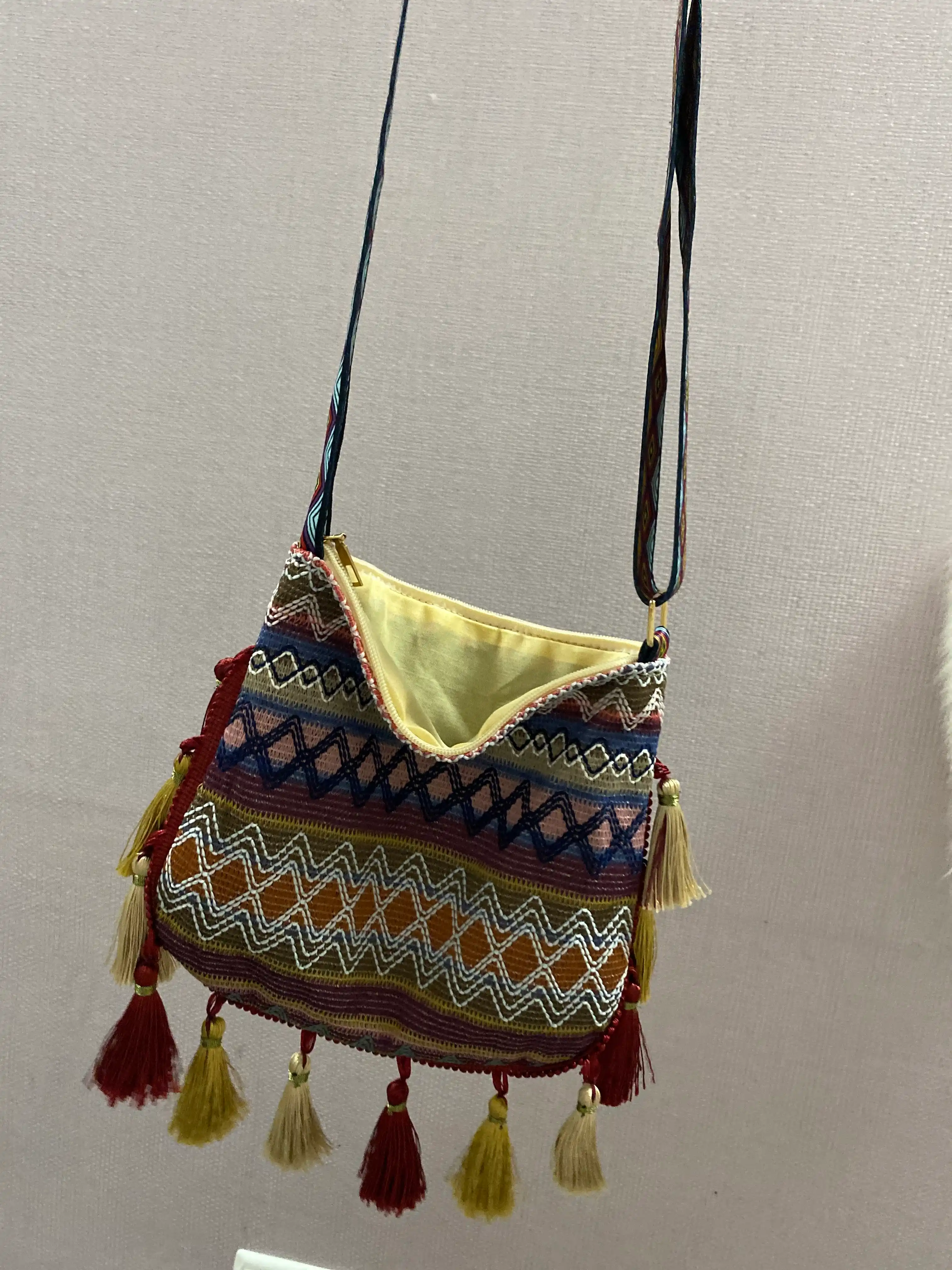 Sharqona boho uslubidagi ayollar sumkasi, kross bodi, tout