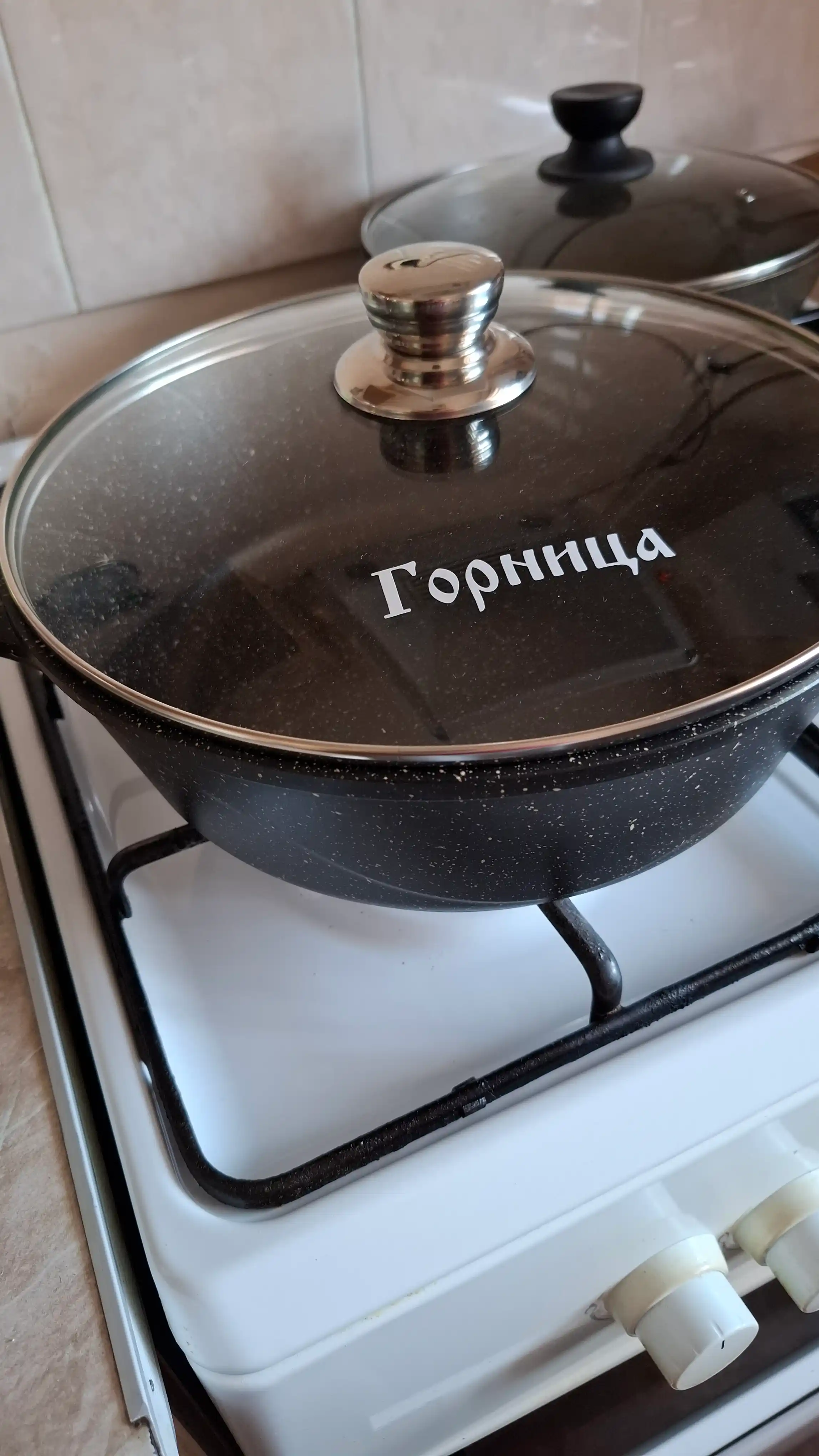 Жаровня Горница, с крышкой, гранит, с антипригарным покрытием
