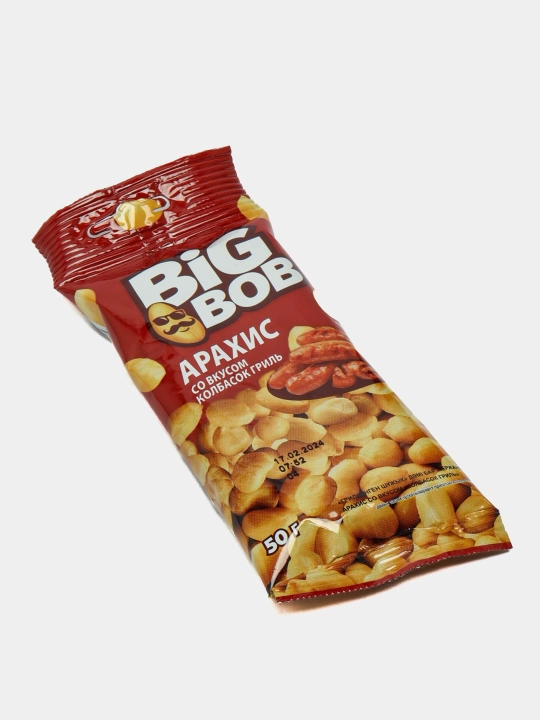 BIG BOB" savdo belgisidagi yeryong'oqlari "Grillangan kolbasa" ta'mi bilan 50 gr