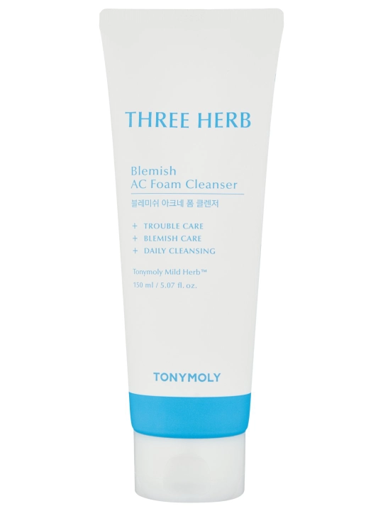Tozalash ko'pik Three-herb Blemish AC Foam Cleanser terini tozalash va matlash uchun