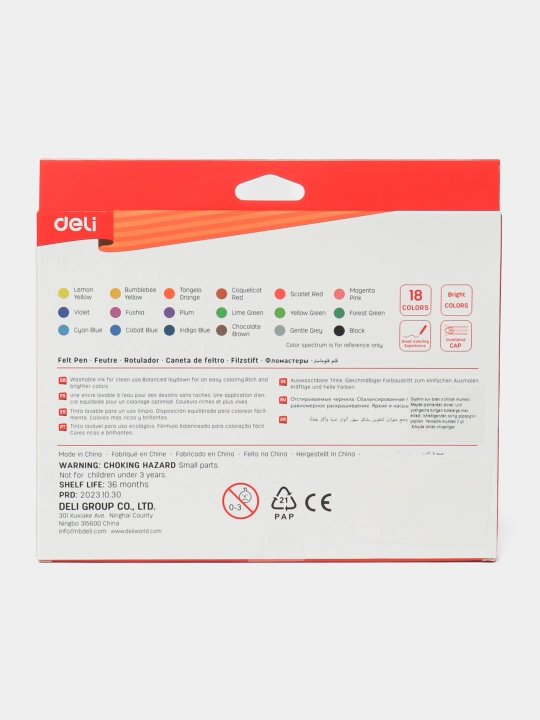 Deli ColoRun EC10010 flomasterlar, 18 ta rang