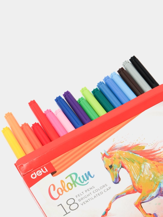 Deli ColoRun EC10010 flomasterlar, 18 ta rang