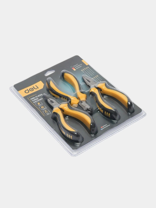 Набор Deli EDL103201-3, плоскогубцы 5"+длиногубцы 5"+кусачки 5"