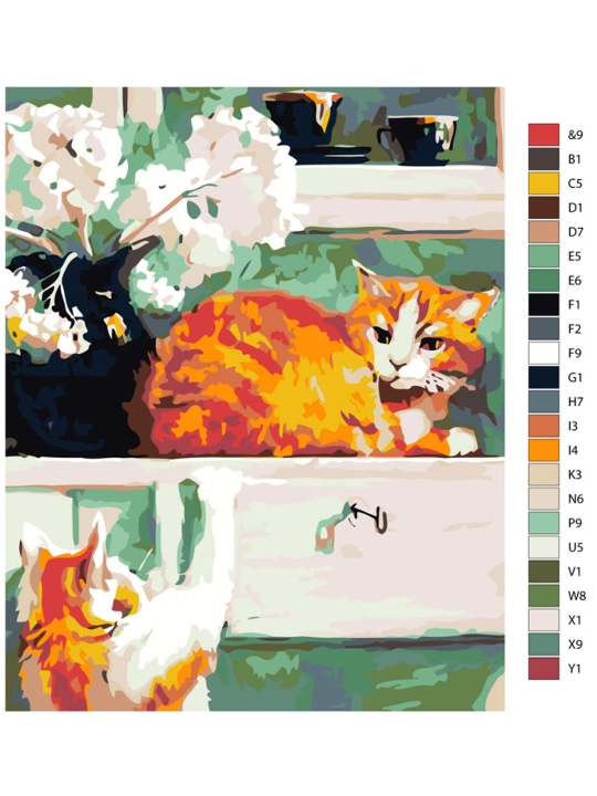 Картина рисование по номерам ARTERY "Котики", раскраска на холсте, 40 * 50 см