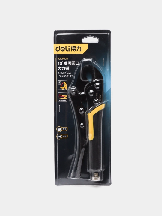 Плоскогубцы изогнутые с фиксацией Deli DL109110H, черные - 