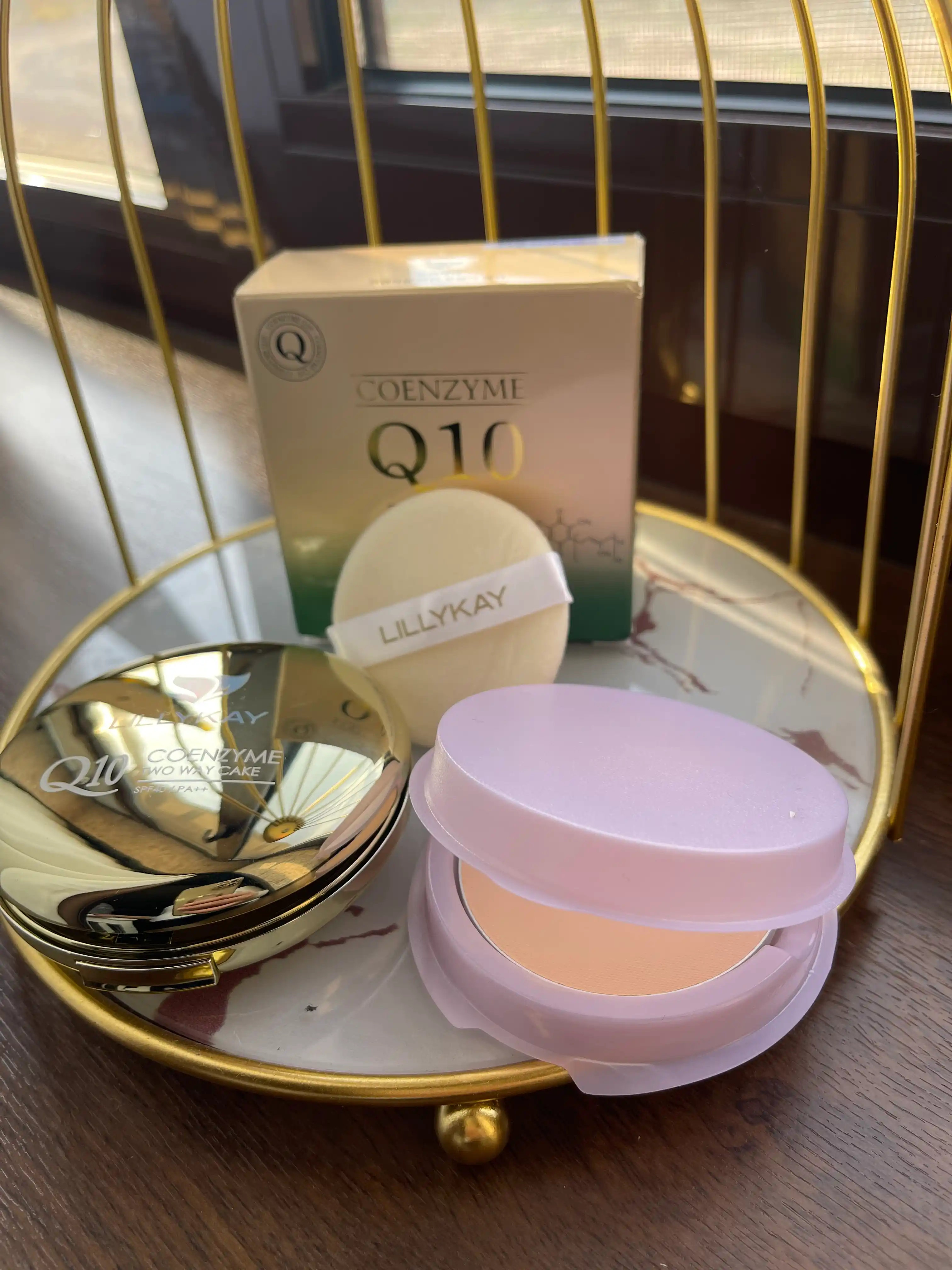 Пудра для лица 1+1, компактная пудра LillyKay Coenzyme Q10 Two Way Cake SPF, Корея