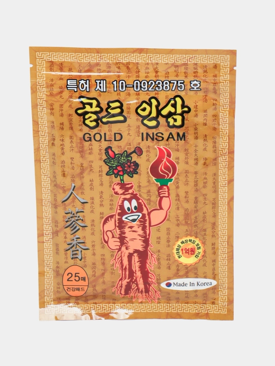 Пластырь Gold Insam с женьшенем, средство от мышечных болей и воспалений, 25 штук - 