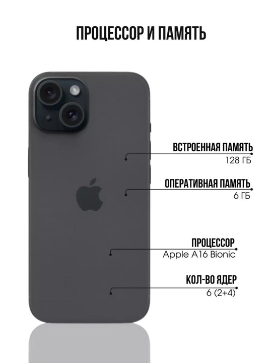 IPhone 15 Neural Engine A16 Bionic, Super Retina XDR 6,1'' OLED, NFC, 4Kcam