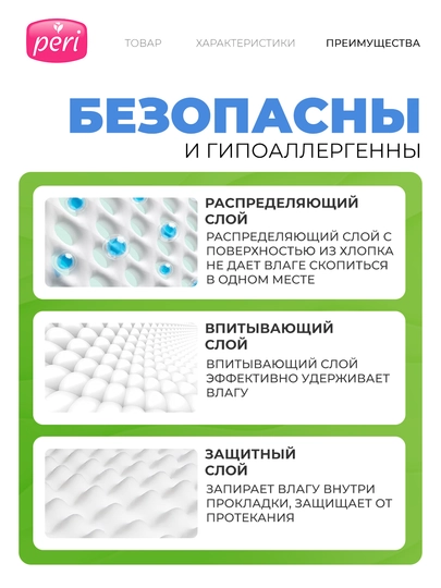 Ежедневные прокладки Peri 0% parfume, 60 шт