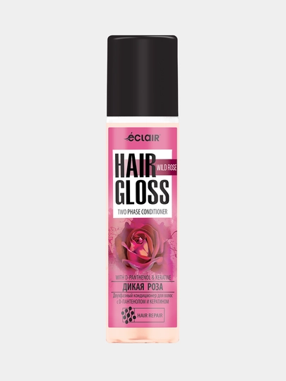 Двухфазный кондиционер для волос "Hair Gloss", дикая роза, 200 мл