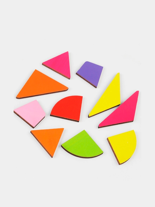 Ta'limiy yog'och jumboq o'yini Tangram, magnitli, tangram vazifalar bilan, tetris