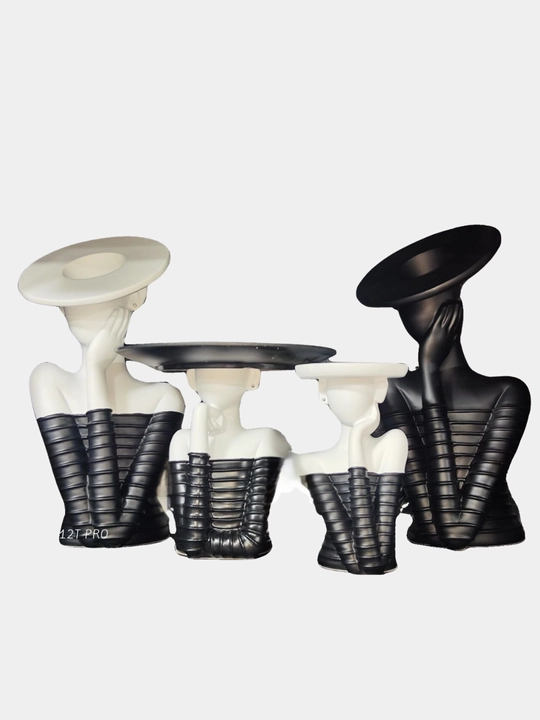 Современная абстрактная скульптура женщины чёрная, ваза/поднос/подсвечник