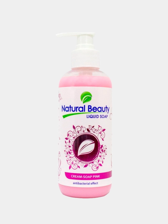 Мыло жидкое Natural Beauty розовое с антибактериальным эффектом, 300 г