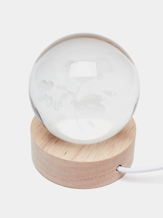 Хрустальный шар ночник 3D, антистресс, настольный светильник, LED, 7x8 см