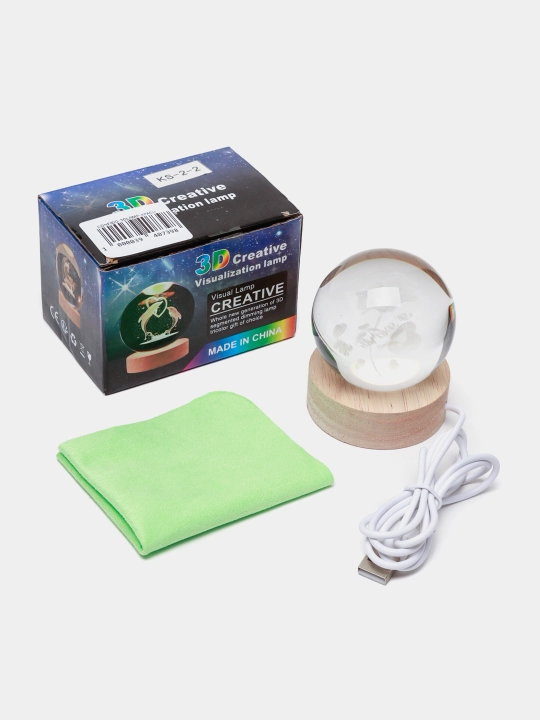 Хрустальный шар ночник 3D, антистресс, настольный светильник, LED, 7x8 см