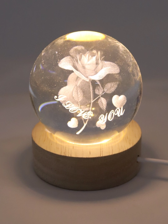 Хрустальный шар ночник 3D, антистресс, настольный светильник, LED, 7x8 см
