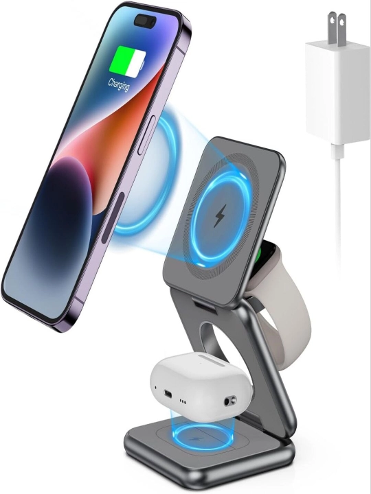 Simsiz quvvatlash moslamasi telefon, quloqchinlar, soatlar uchun, 35 watt, 3 tasi 1 da