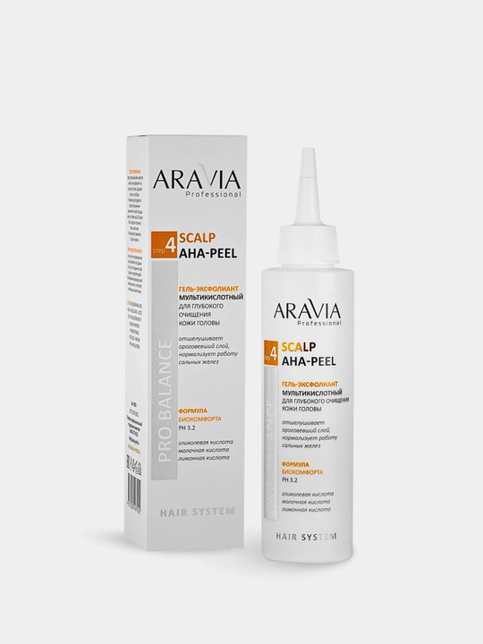 Гель мультикислотный для глубокого очищения кожи головы Scalp AHA-Peel, Aravia, 150 мл