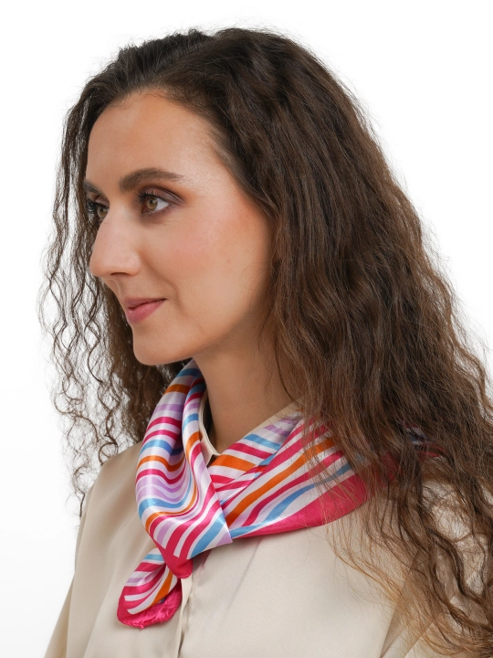 Ayollar ro'molchasi bosh yoki bo'yin uchun, kvadrat bosma bandana, atlas palantin