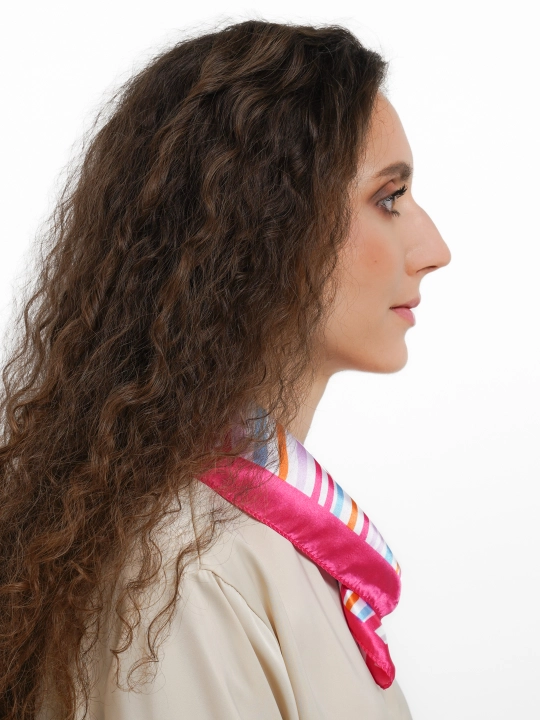 Ayollar ro'molchasi bosh yoki bo'yin uchun, kvadrat bosma bandana, atlas palantin