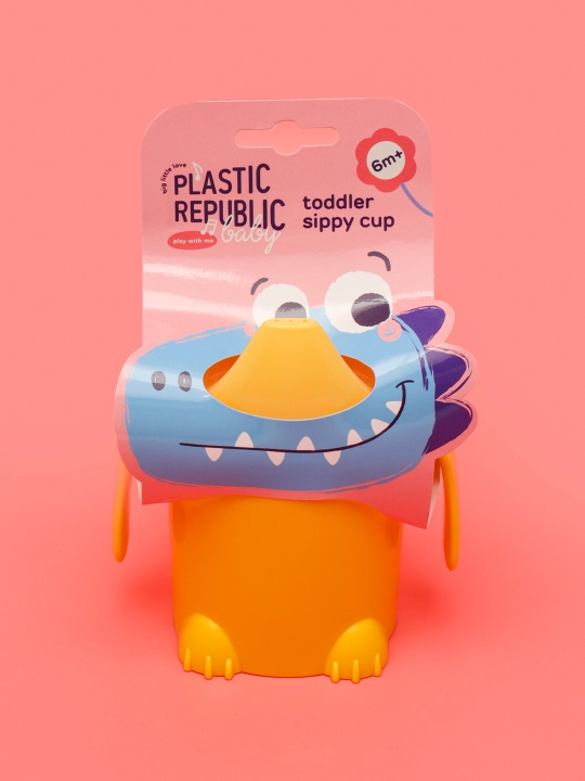 Поильник детский с ручками, твердый носик Plast Team Me Hello, Dino, 270 мл