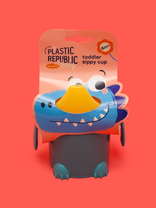 Поильник детский с ручками, твердый носик Plast Team Me Hello, Dino, 270 мл