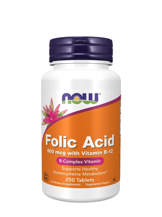 Фолиевая кислота NOW FOODS, 800мкг, 250 таблеток, Халяль