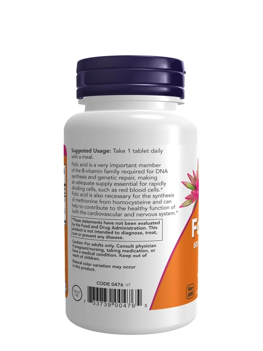 Фолиевая кислота NOW FOODS, 800мкг, 250 таблеток, Халяль