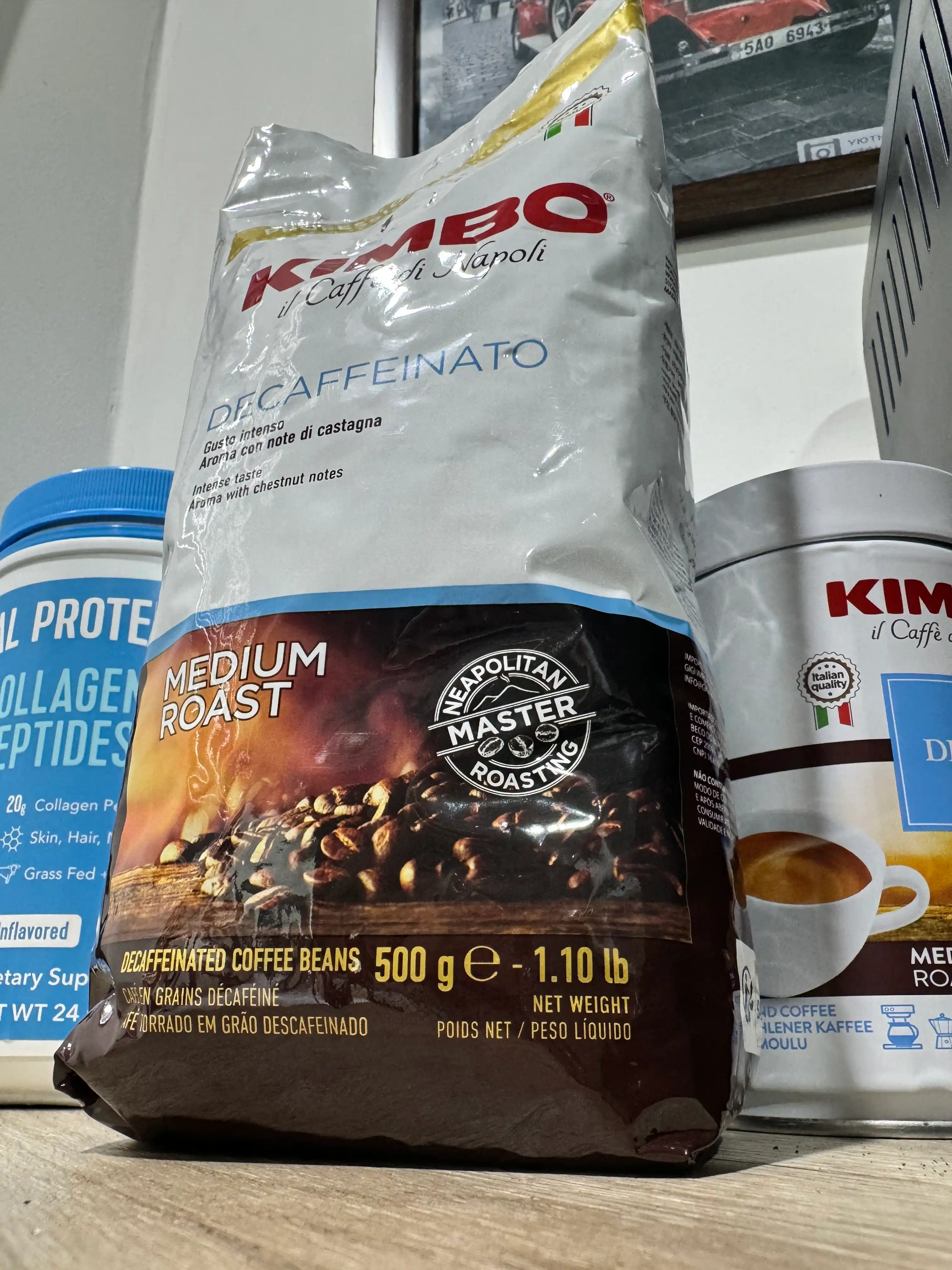 Qahva donli KIMBO DECAFFEINATO kofeinsiz, 500 g