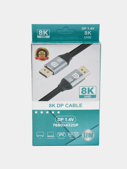 Кабель DisplayPort 1.4 8K, 1,8 м, для монитора, ПК и видеокарты