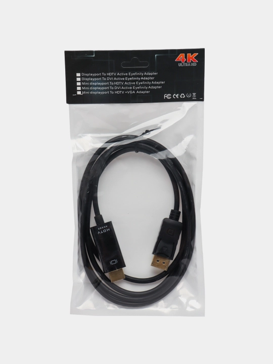 Кабель DisplayPort - HDMI 4K 30 Гц, 1,8 м, для монитора, телевизора и компьютера - 