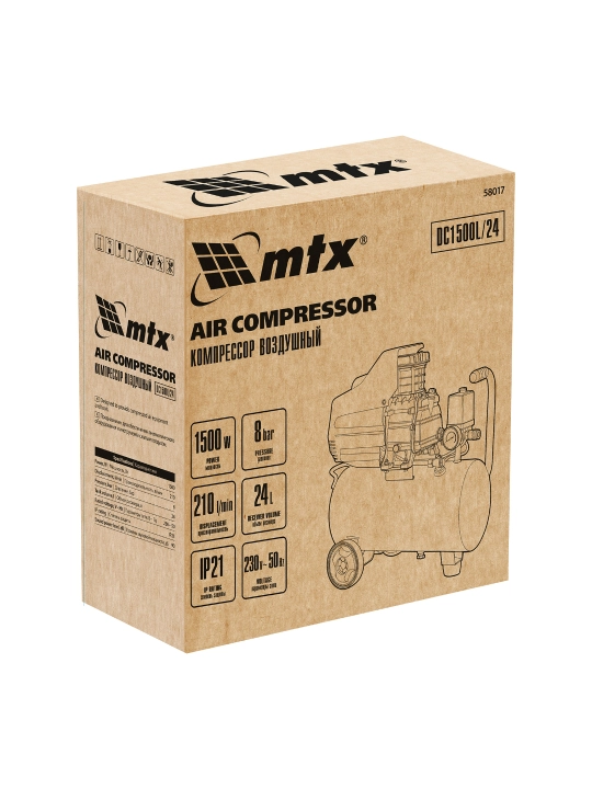 MTX DC1500L/24 havo kompressori, 1.5 kVt, 24 l, 210 litr/min, 58017