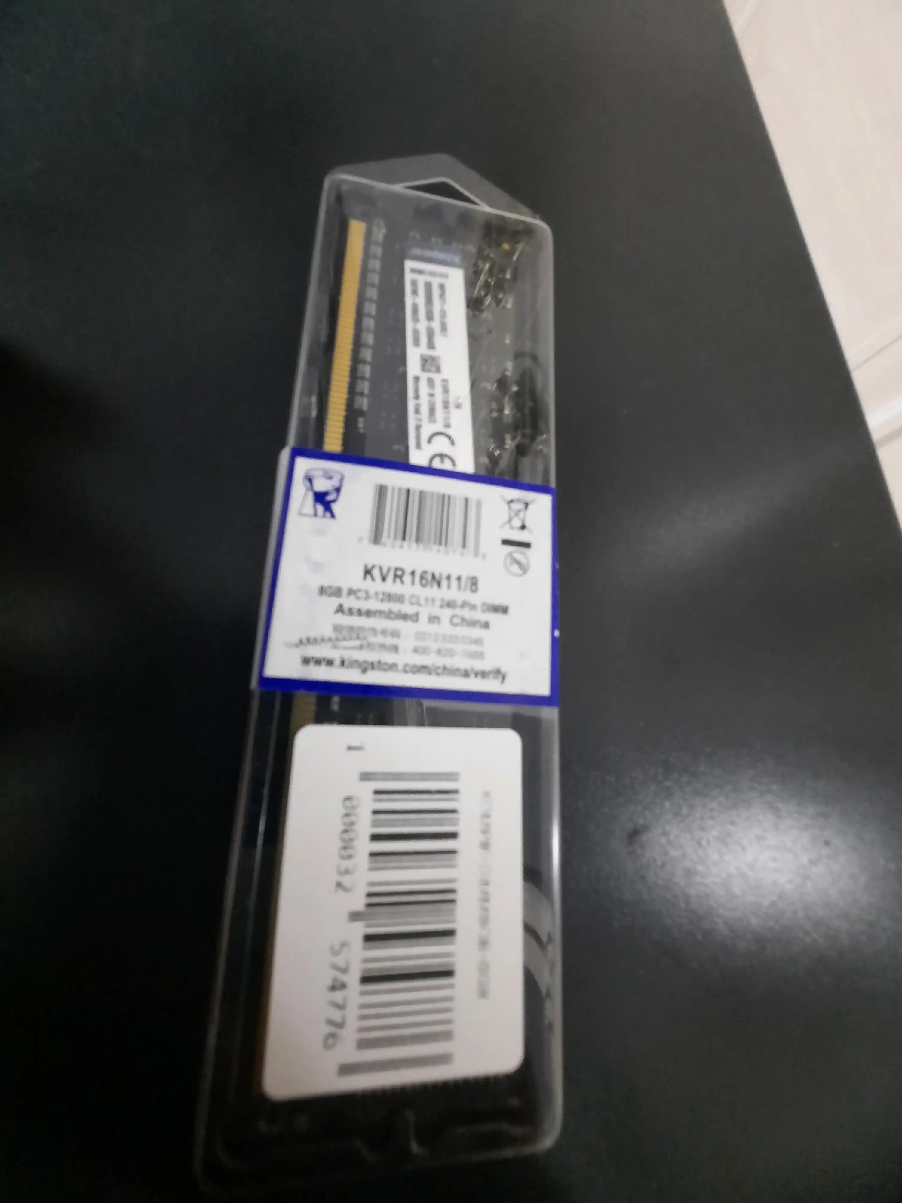 Operativ xotira Kingston 8GB DDR3, 1600 MHz, PC3-12800, kompyuter uchun