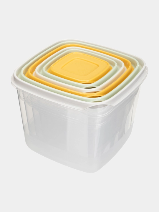 Комплект контейнеров для продуктов, с крышками, с декором, 3, 4, 5, 6 шт