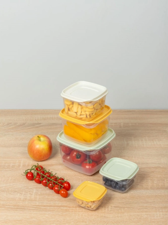 Комплект контейнеров для продуктов, с крышками, с декором, 3, 4, 5, 6 шт