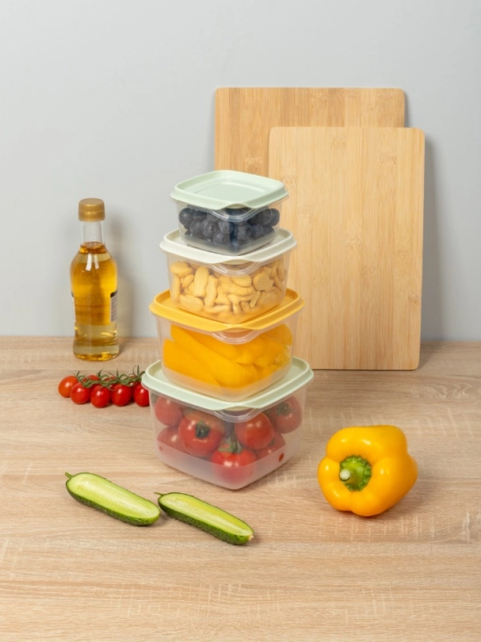 Комплект контейнеров для продуктов, с крышками, с декором, 3, 4, 5, 6 шт