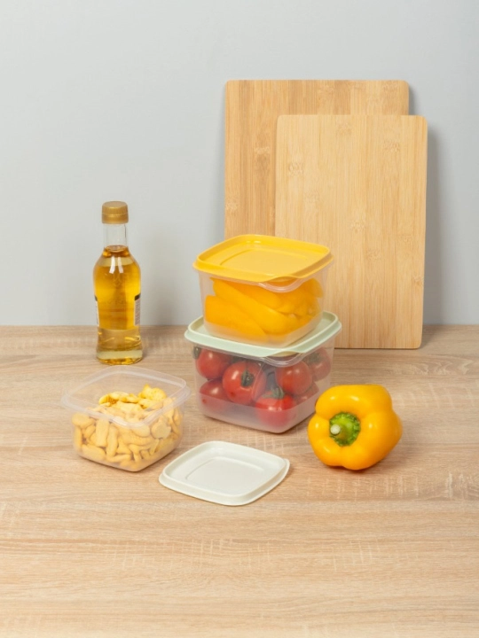 Комплект контейнеров для продуктов, с крышками, с декором, 3, 4, 5, 6 шт