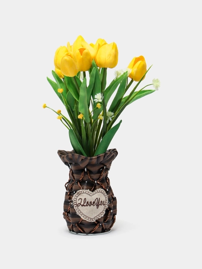 Искусственные цветы, композиция для подарка, декора и интерьера — 1FLOWER-FARGONA-КОРИЧН