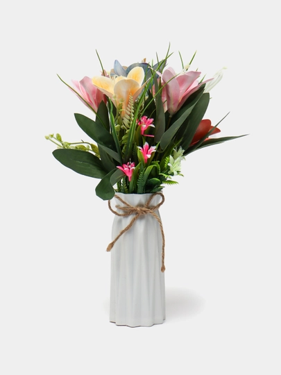 Искусственные цветы, композиция для подарка, декора и интерьера — 1FLOWER-FARGONA-БЕЛЫЙ
